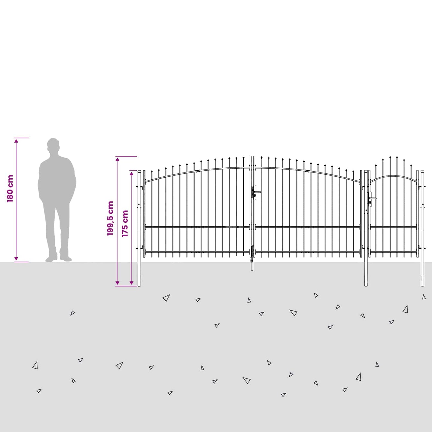 vidaXL Πύλη Κήπου WOERDEN 150 x 400 cm Ατσάλι Γκρι Κλειδώσιμο