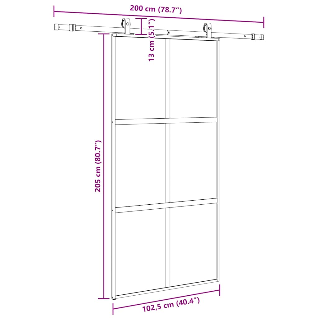 vidaXL Σετ συρόμενης πόρτας με υλικό μαύρο 102,5x205 cm
