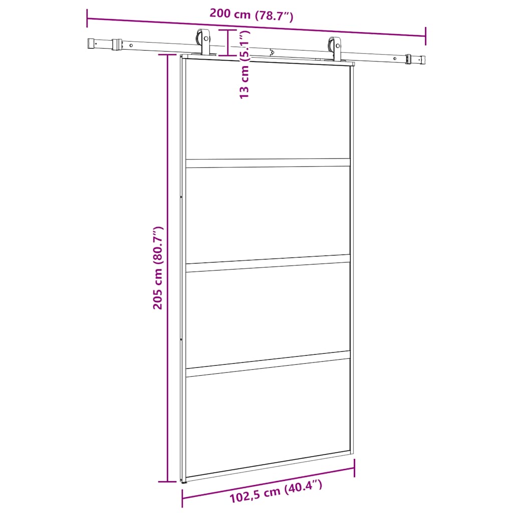 vidaXL Σετ συρόμενης πόρτας με υλικό μαύρο 102,5x205 cm
