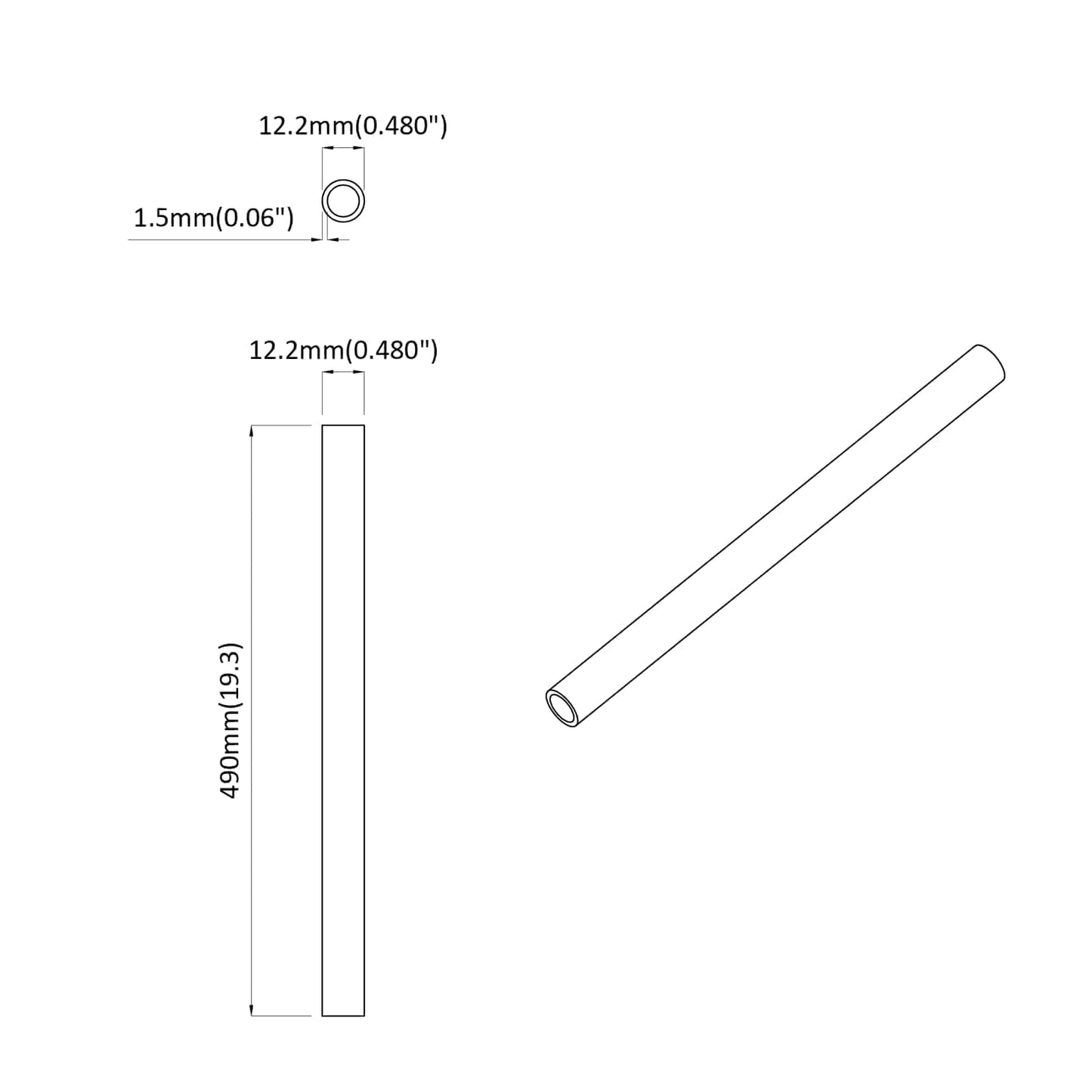 vidaXL Σωλήνας PVC 2 pcs Λευκό 12,2 x 1,8 x 500 mm PP και PE