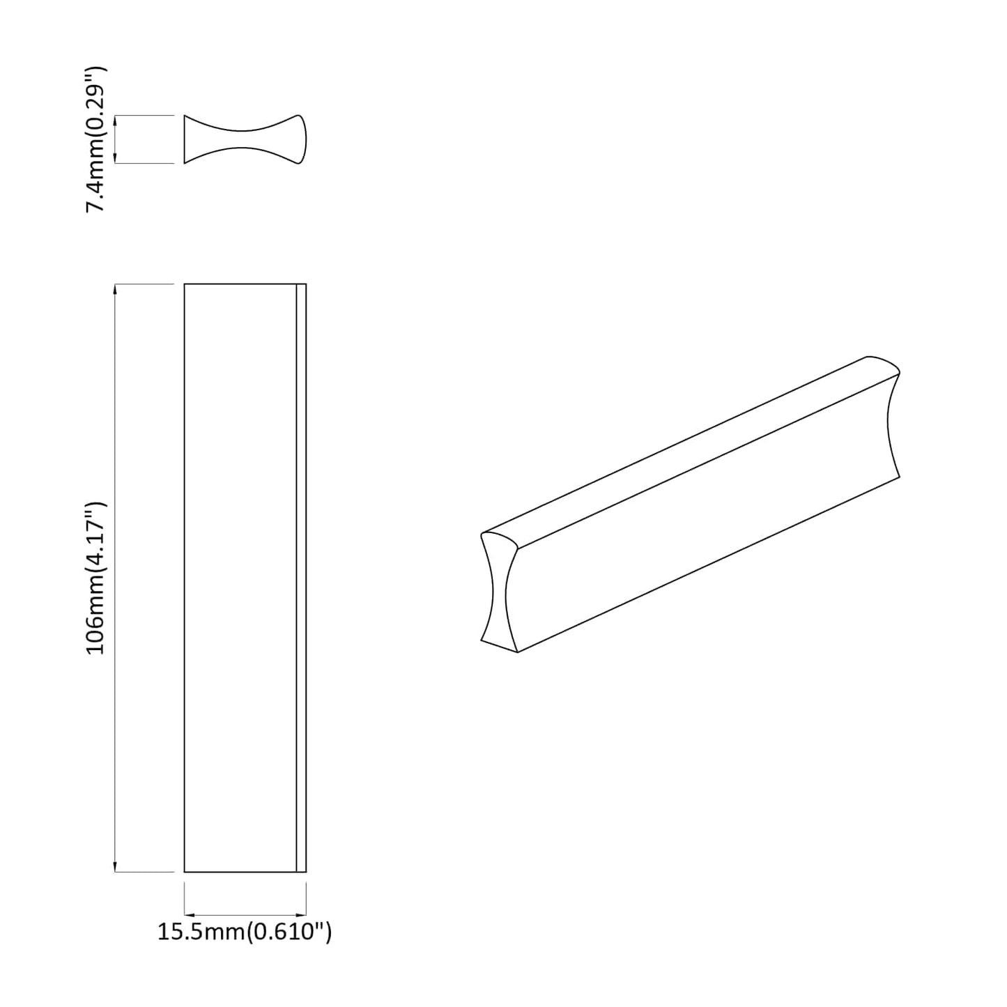 vidaXL Λαβή 973 τεμ. Μαύρο 106 x 7,4 x 15,5 mm Αλουμίνιο