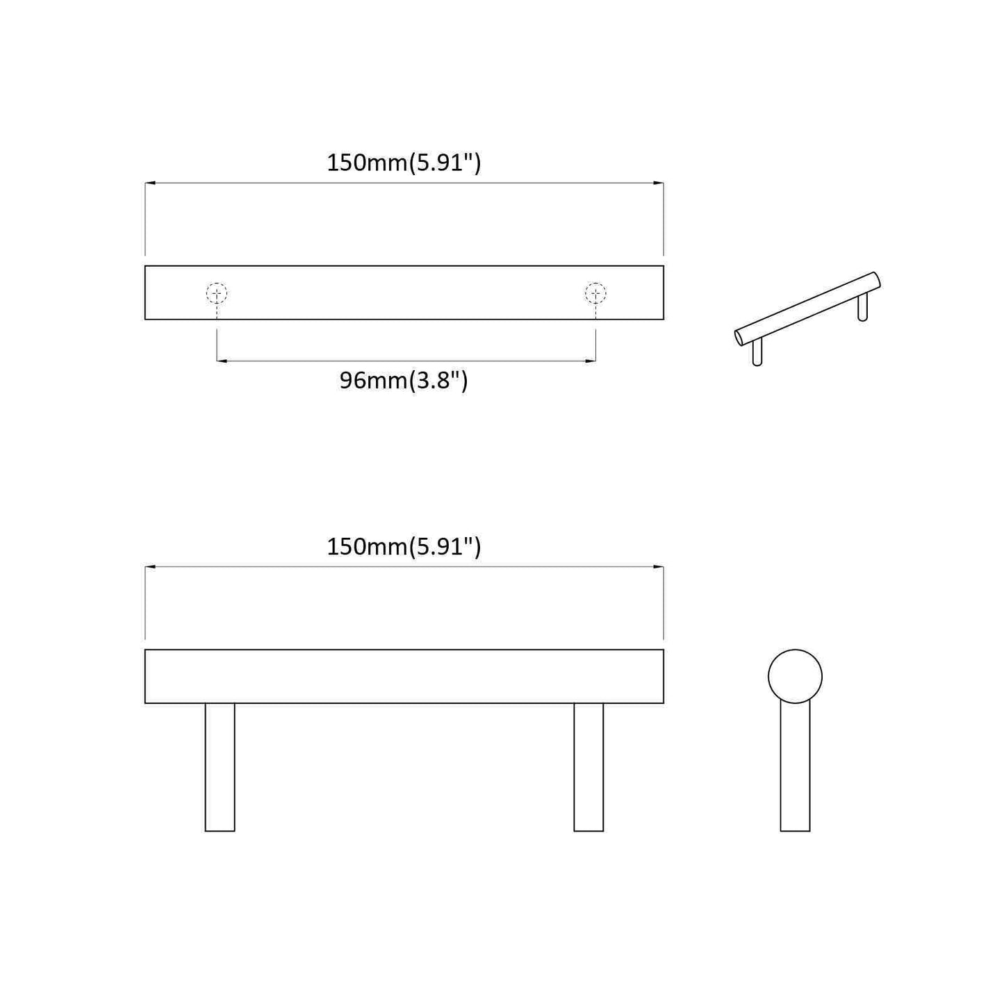vidaXL Χειριστήριο Ντουλάπας 2 pcs Χρυσό 150 mm Ανοξείδωτο ατσάλι