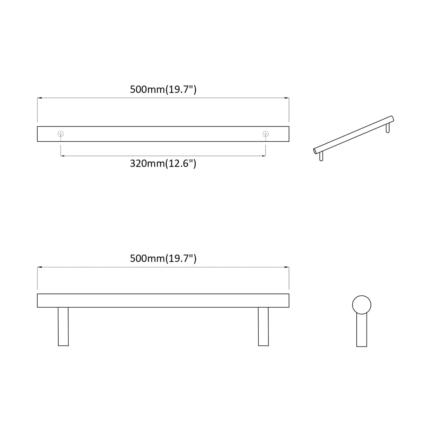 vidaXL Λαβή 2 pcs Ασημί 1500 mm Ατσάλι