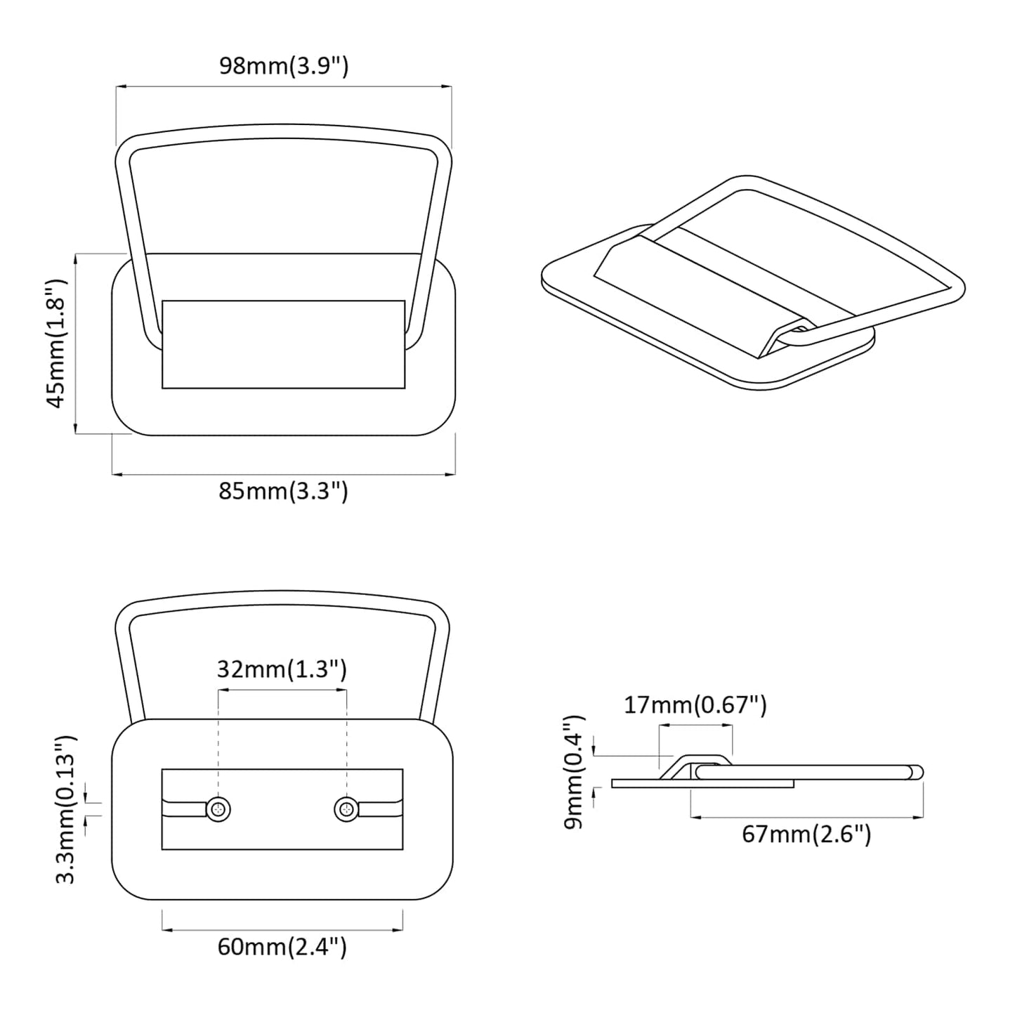 vidaXL Χερούλια Ντουλαπιών 2 pcs Μαύρο 85 x 45 χιλ Μέταλλο