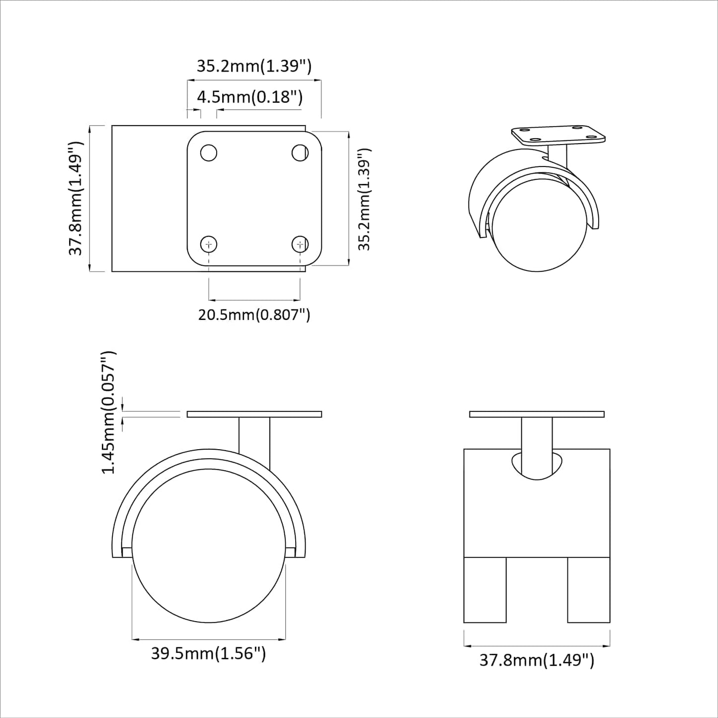 vidaXL Στρόφιγγα 12 τμχ. Μαύρο 39,5 x 39,5 x 37,8 χιλ Σίδηρος και PP