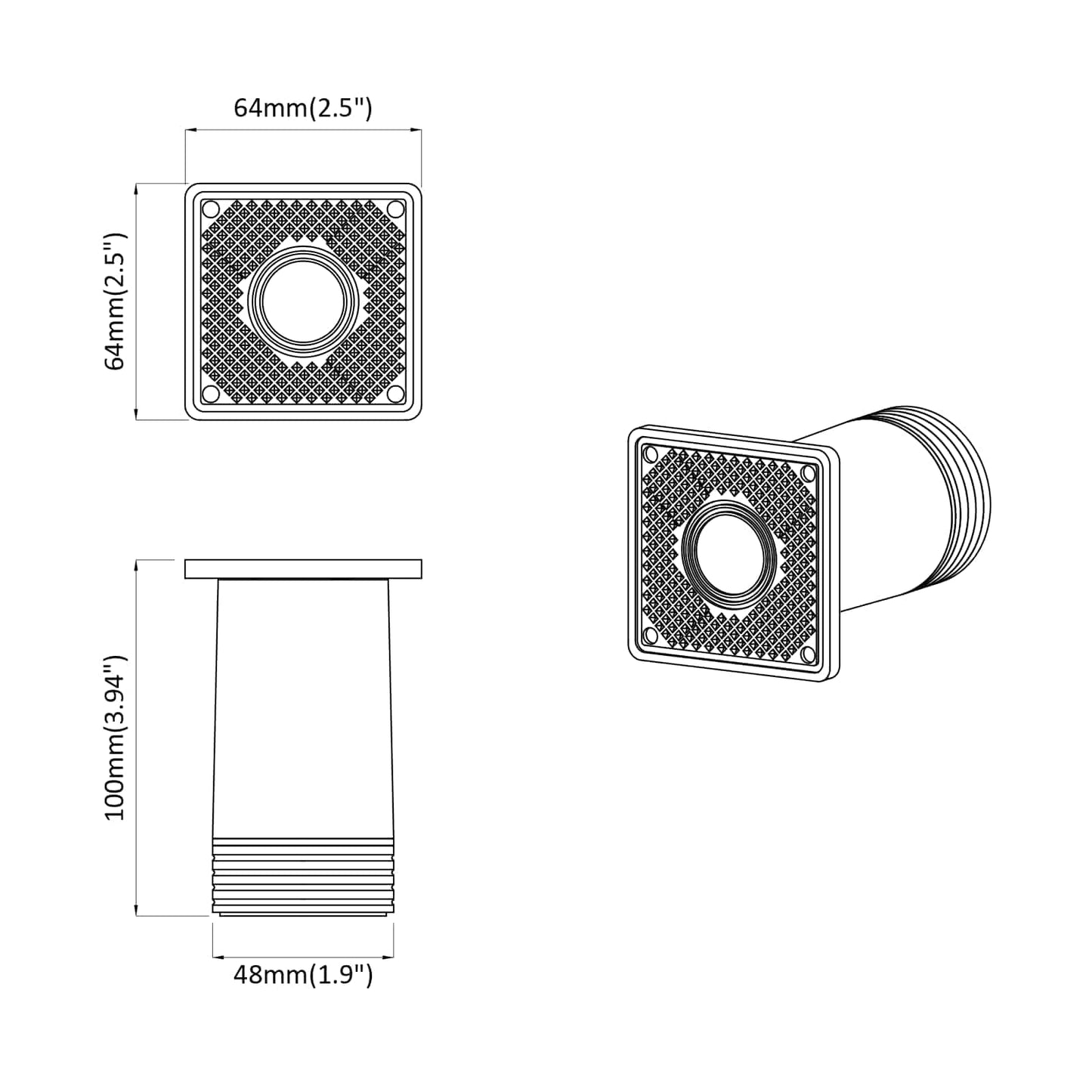 vidaXL Πόδια Επίπλων Ρυθμιζόμενος 12 pcs Λευκό 64 x 64 x 100 mm PP