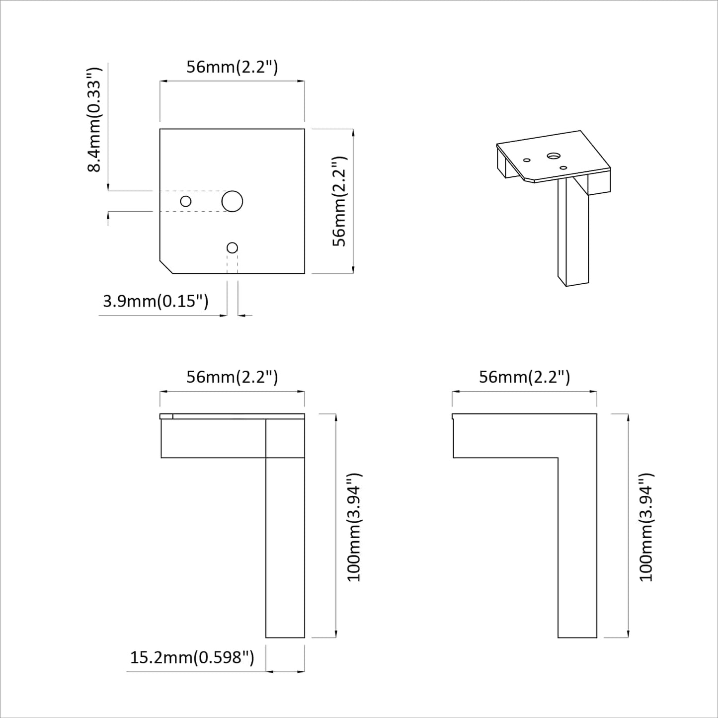 vidaXL Στηρίγματα 12 pcs Μαύρο 57 x 57 x 100 mm Σίδερο