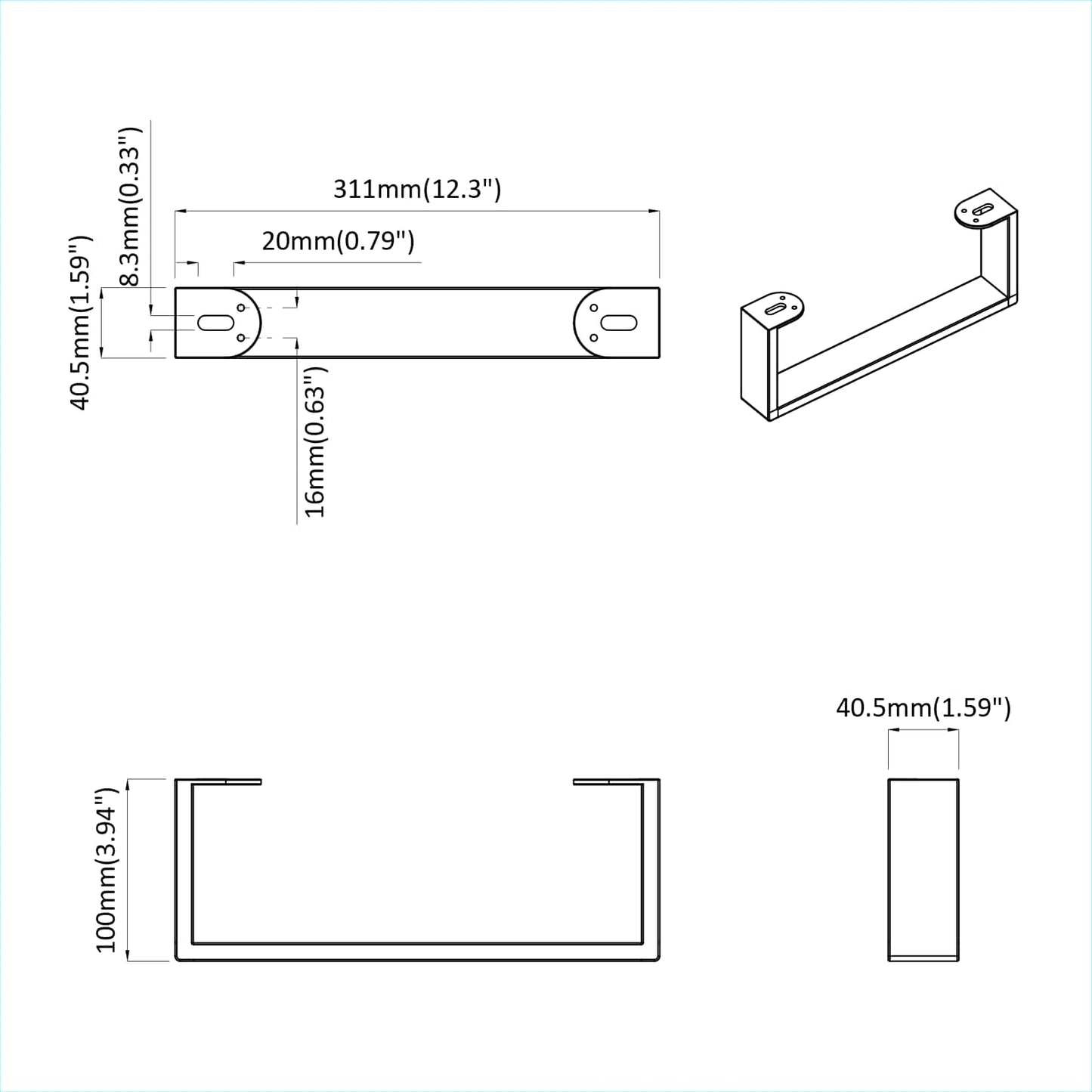 vidaXL Πόδια Επίπλων 12 pcs Μαύρο 311 x 40,5 x 100 χιλ Σίδερο