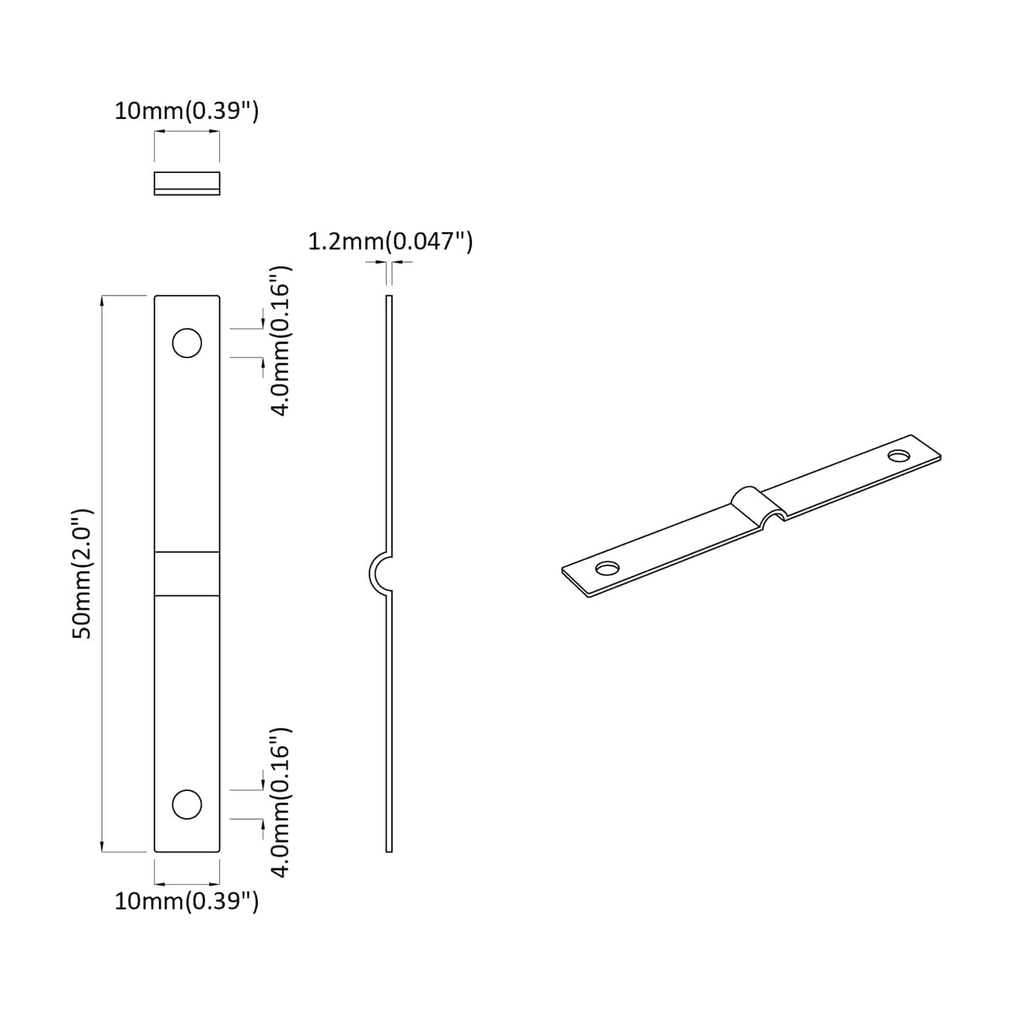 vidaXL Πλάκα Χτυπήματος 2 pcs Ασημί 50 x 10 x 1,2 mm Σίδερο