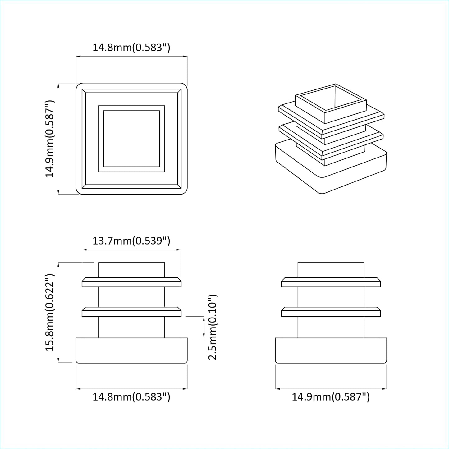vidaXL Καπάκια Τέλους 10909 pcs Μαύρο 15 x 15 x 15 χιλιοστά PP