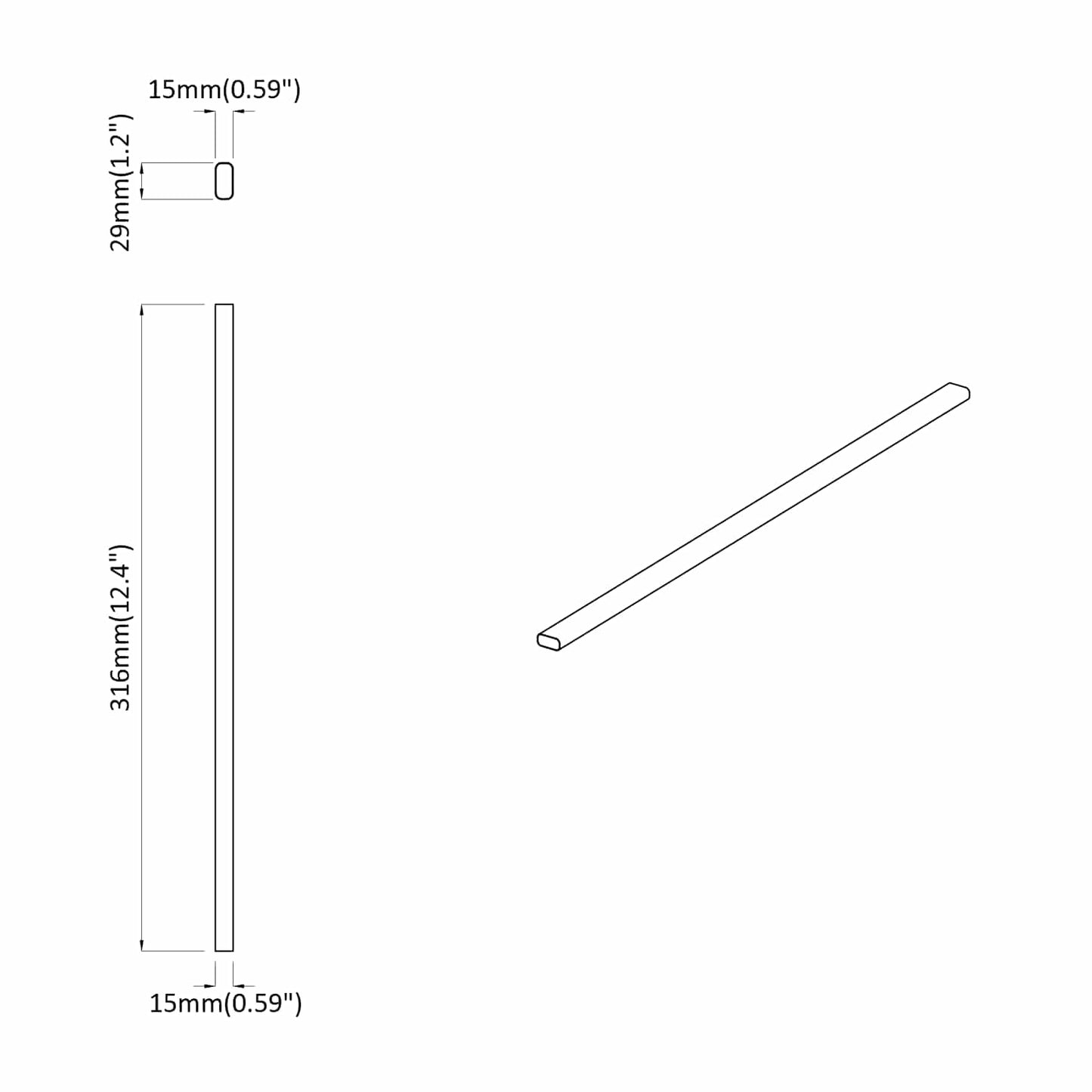 vidaXL Ράβδος Ντουλάπας 2 pcs Ασημί 316 x 15 x 29 mm Αλουμινένιο Κράμα