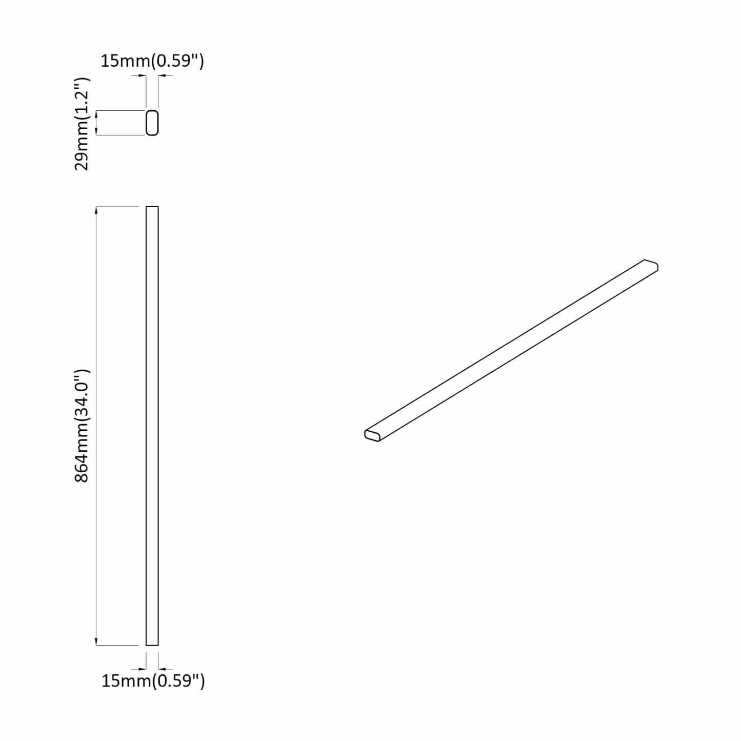 vidaXL Ράβδος Ντουλάπας 12 pcs Ασημί 864 x 15 x 29 mm