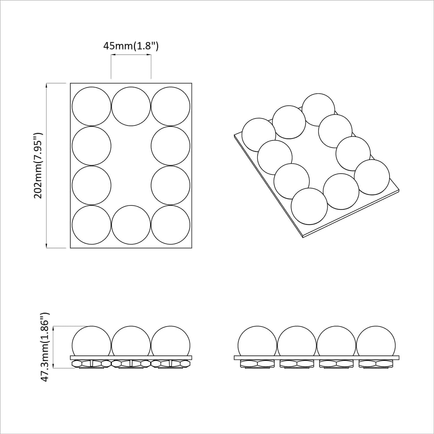 vidaXL Φώτα Καθρέφτη 2 pcs Λευκό 4.5 x 4.5 x 4.8 εκ Πλαστικό