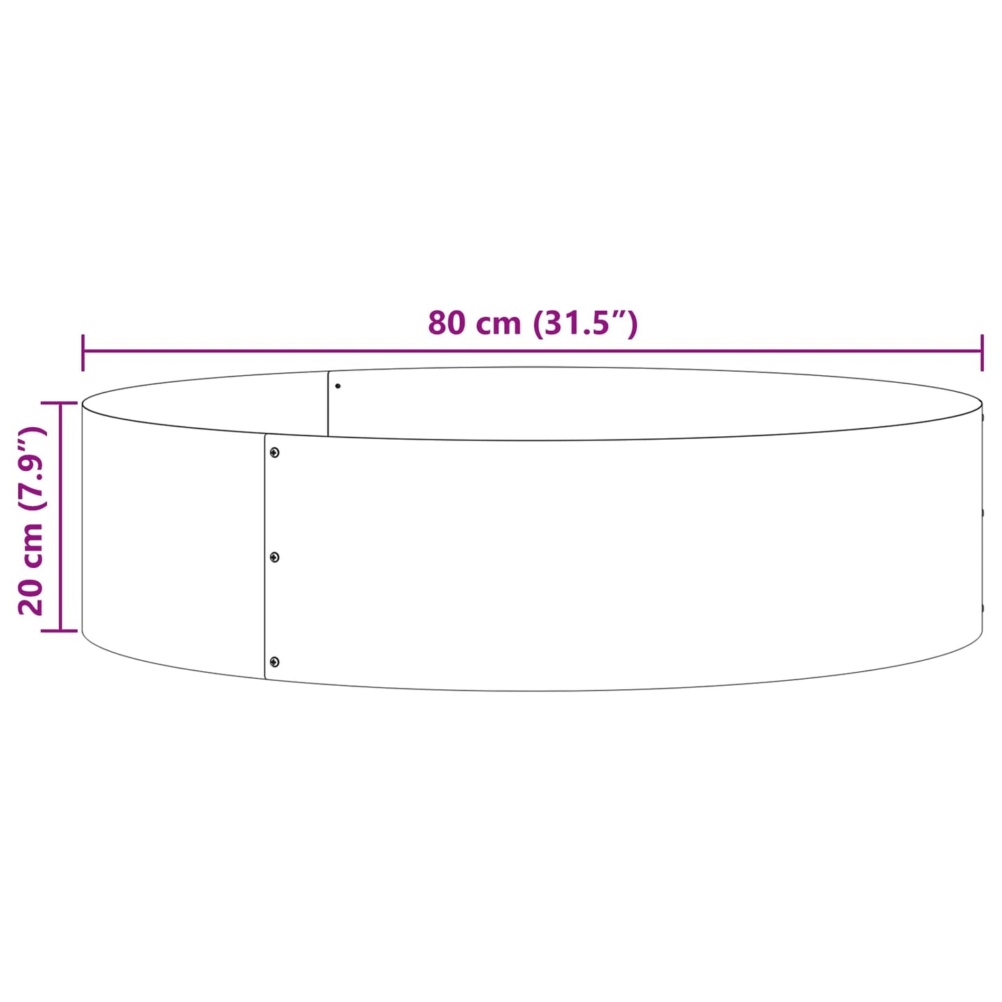vidaXL Δακτύλιος γλάστρας Σκ rusty 80 x 80 x 20 cm