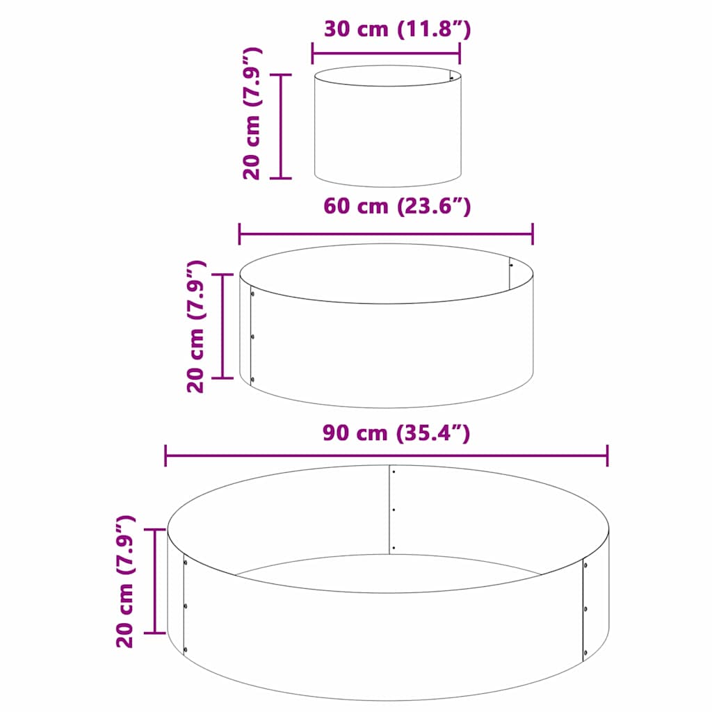 vidaXL Γλάστρα Κήπου Μαύρο 90 x 90 x 20 εκ Ψυχρής έλασης χάλυβας