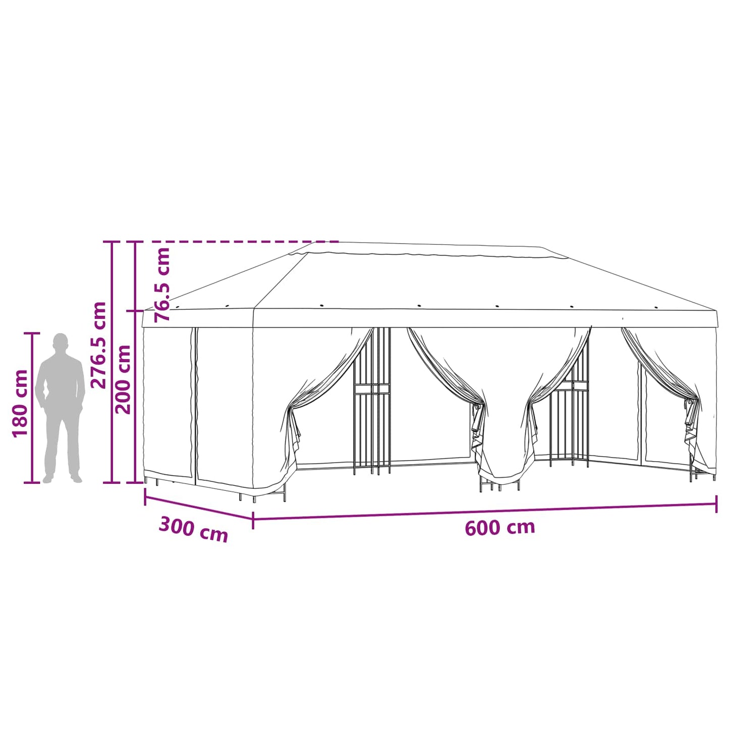 vidaXL Κιόσκι με Πλαϊνές Τοίχους 6 x 3 m Κίτρινο