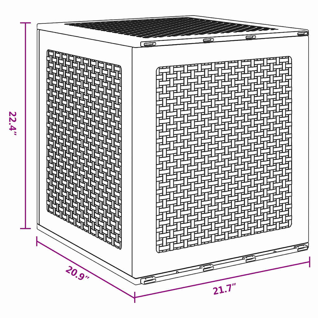 vidaXL Κουτί αποθήκευσης κήπου Καφέ 55 x 53 x 57 εκ. Πολυπροπυλένιο