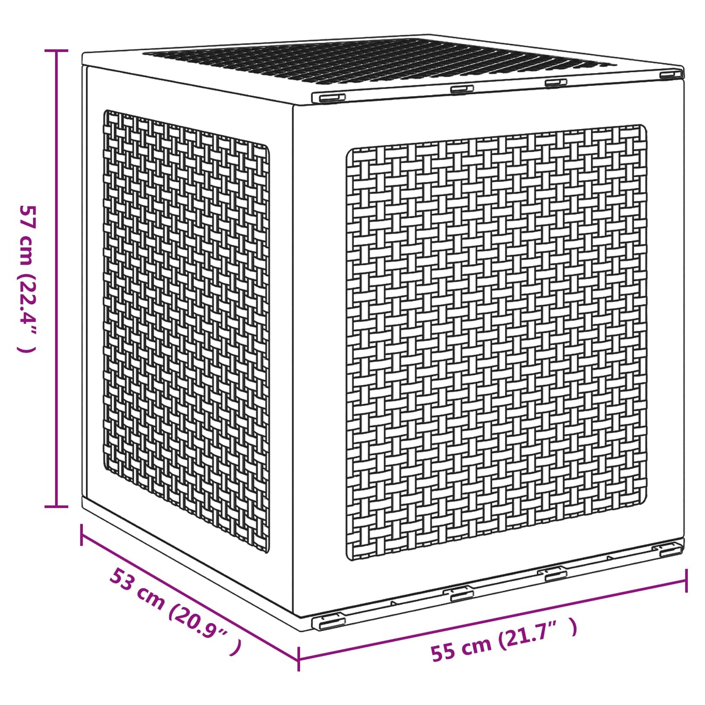 vidaXL Κουτί αποθήκευσης κήπου Καφέ 55 x 53 x 57 εκ. Πολυπροπυλένιο