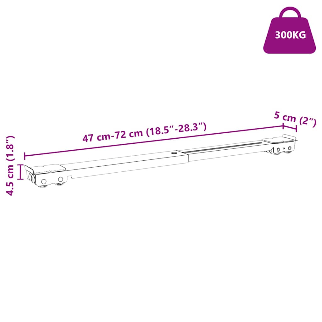 vidaXL Βάση Πλυντηρίου με Ρόδες 2 τεμάχια Μήκος 46-71 cm 300 kg