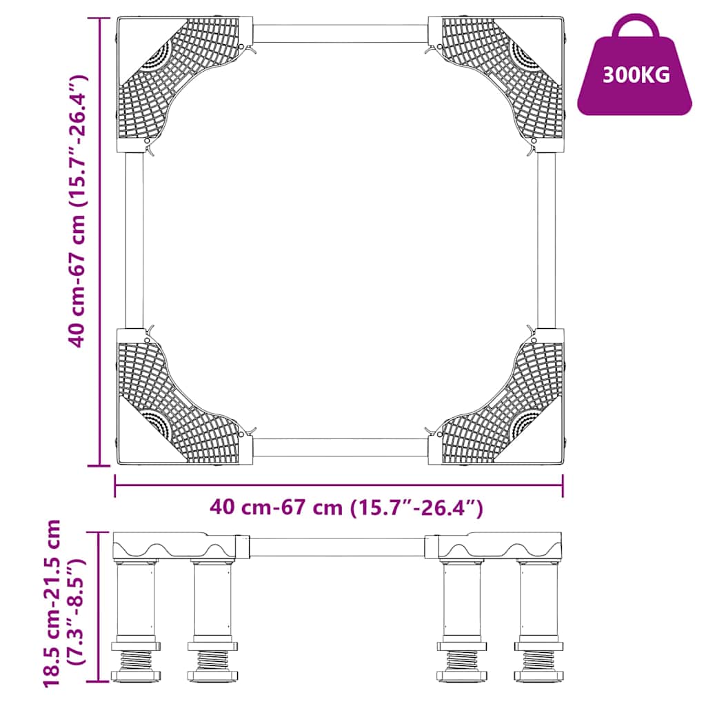 vidaXL Ρυθμιζόμενη Βάση Πλυντηρίου 300 kg