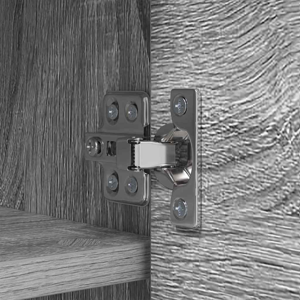 vidaXL Τοίχου Κρεμάστρα με ράφι με πόρτα Γκρίζο Σονομα 80 x 20 x 30 cm