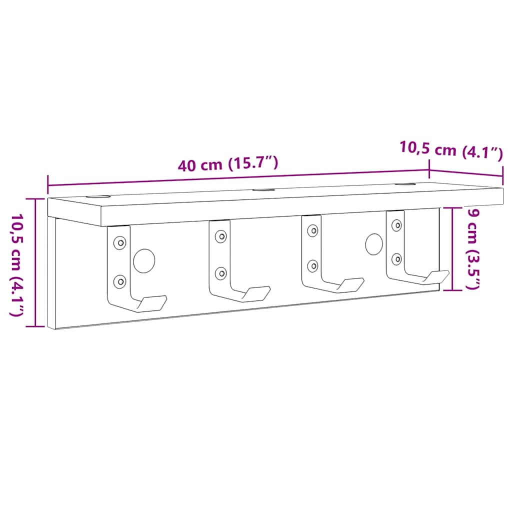 vidaXL Τοίχου Κρεμάστρα Επιτοίχιο Artisan Oak 40 x 10,5 x 10,5 εκ