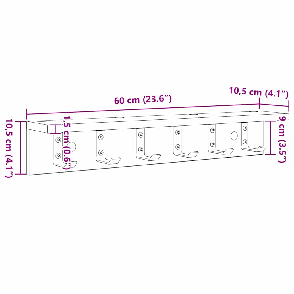 vidaXL Τοίχου Κρεμάστρα Επιτοίχιο Artisan Oak 60 x 10,5 x 10,5 εκ