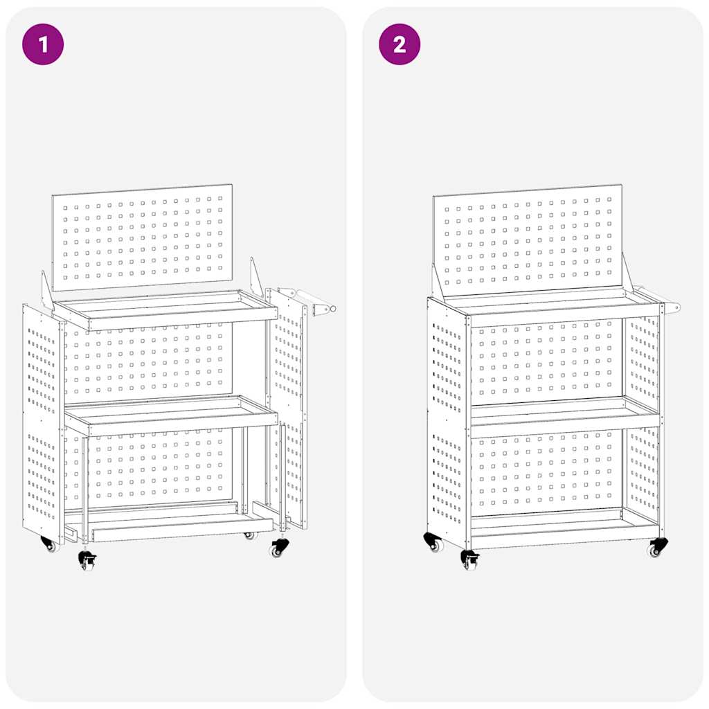 vidaXL Καρότσι εργαλείων Λευκό 65 x 35 x 111 εκ Ψυχρής έλασης χάλυβας