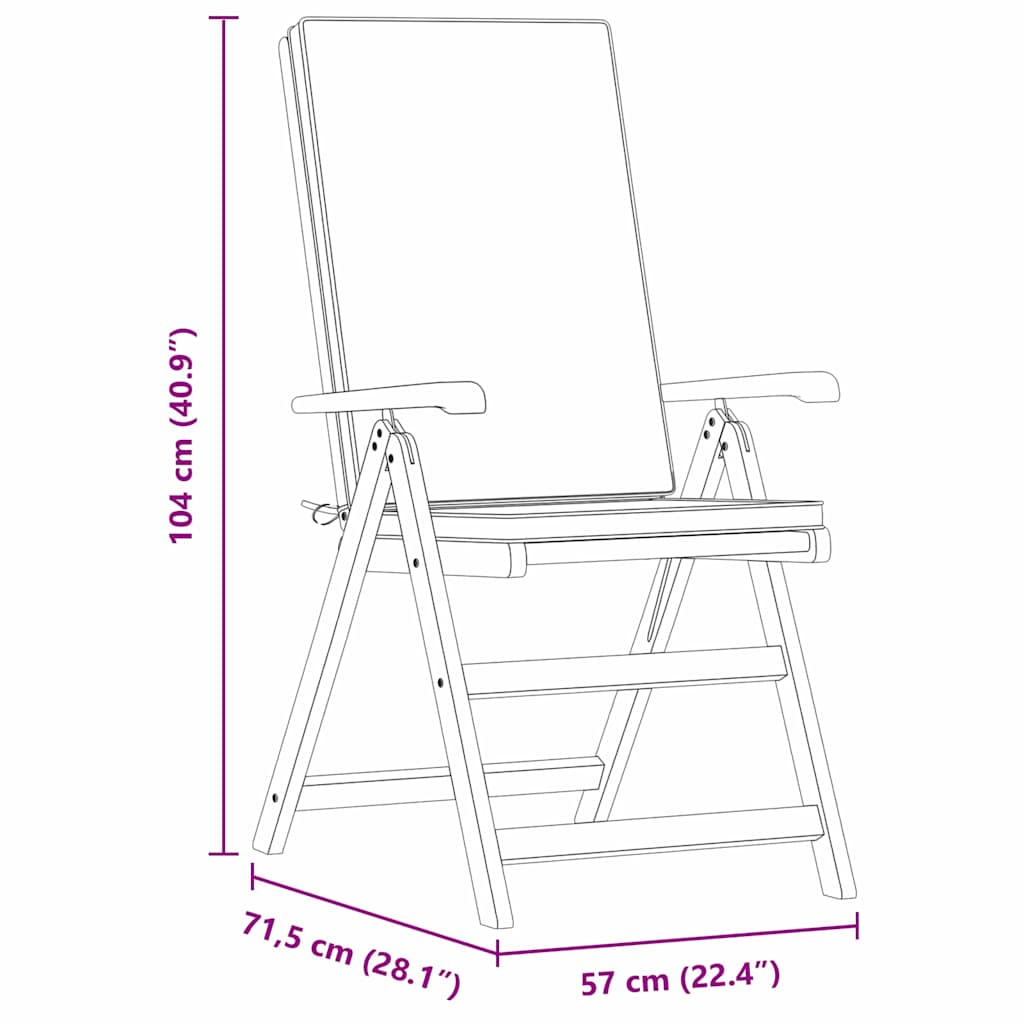 vidaXL Καρέκλα Κήπου 8 pcs Καφέ και Λευκό 57 x 71.5 x 104 εκ