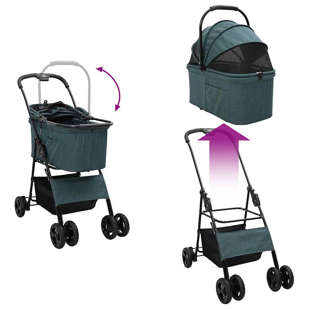 vidaXL Αναδιπλούμενο Καροτσάκι Κατοικίδιων Πράσινο 81 x 47 x 99 εκ.