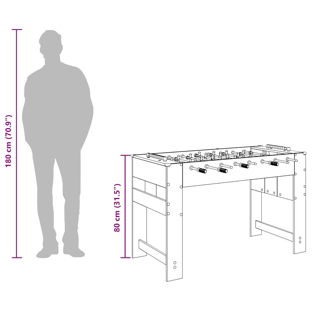 vidaXL Τραπέζι Φουτμπολ Λευκό 125 x 60,5 x 80 εκ. Επεξεργασμένο ξύλο