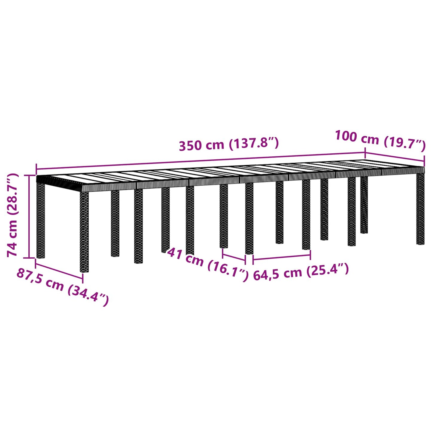 vidaXL Σέτ φαγητού για κήπο 13 pcs Ανθρακί Rattan Polt