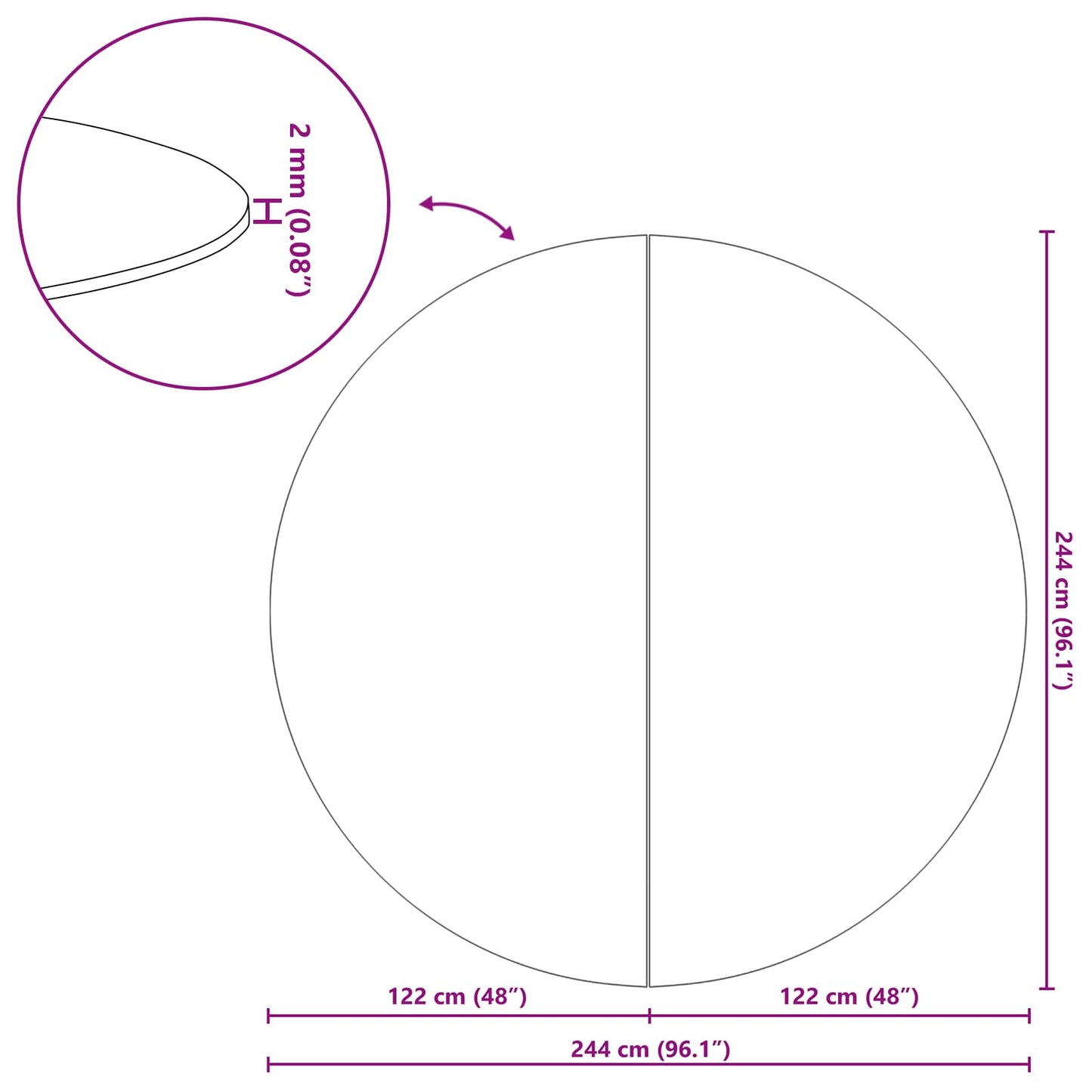 vidaXL Εδαφοκάλυψη Πισίνας Μαύρο Ø 244 cm Μη Υφαμένο Ύφασμα