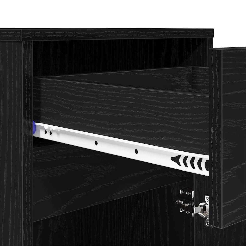 vidaXL LED Κρεβατάκι Ντουλάπα 2 τμχ. Μαύρη δρυς 38 x 34 x 61 εκ.