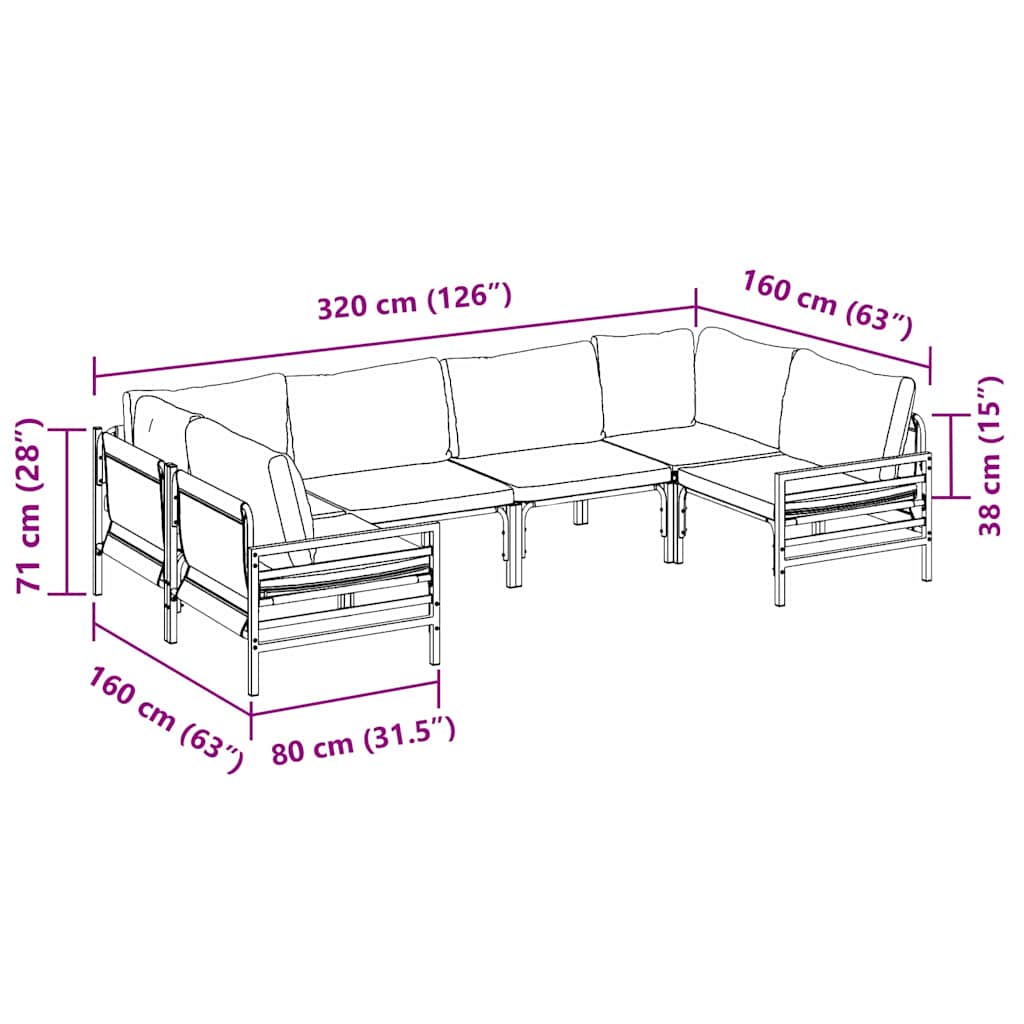vidaXL Σετ Καναπέ Κήπου 6 pcs Ανθρακί Ατσάλι