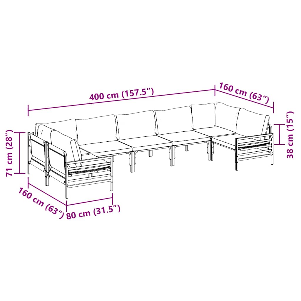 vidaXL Σετ Καναπέ Κήπου 7 pcs Ανθρακί Ατσάλι