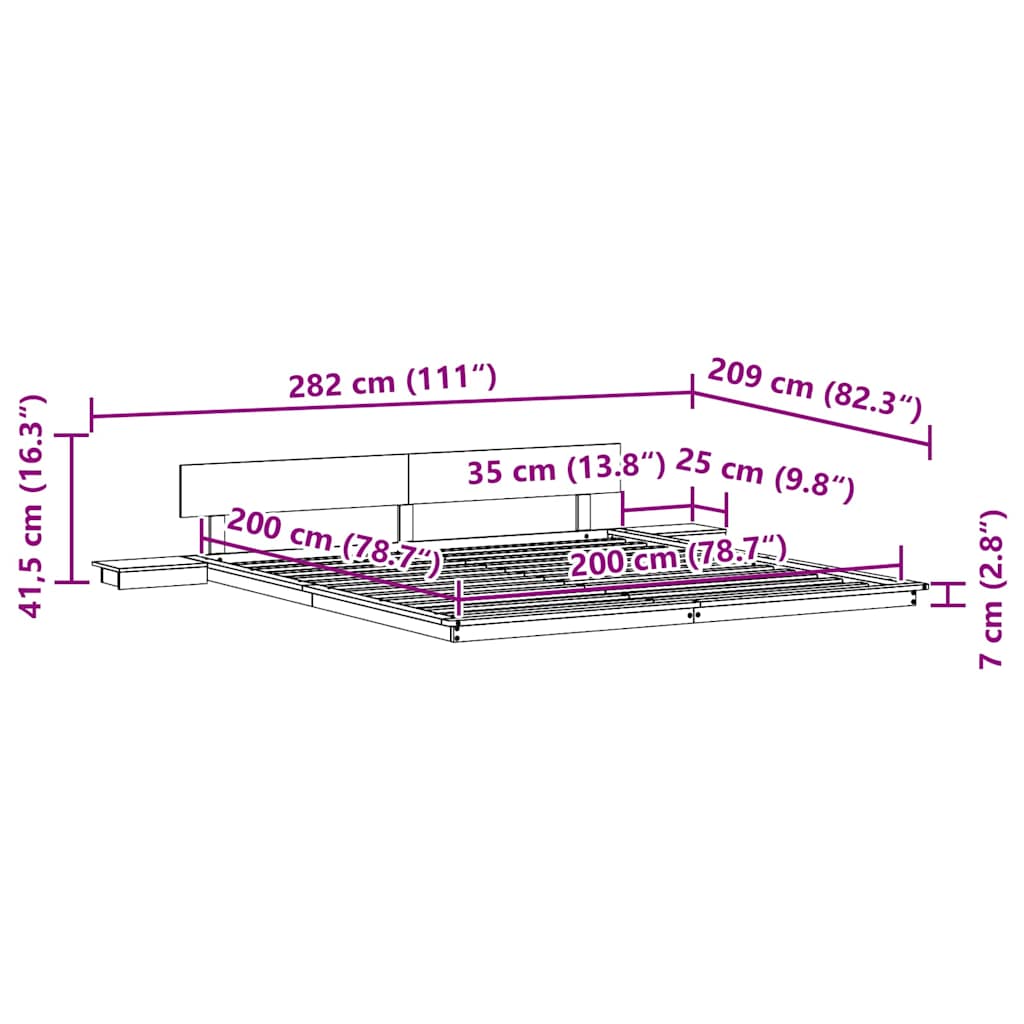 vidaXL Σκελετός Κρεβατιού Καφέ 200 x 200 cm ξύλο