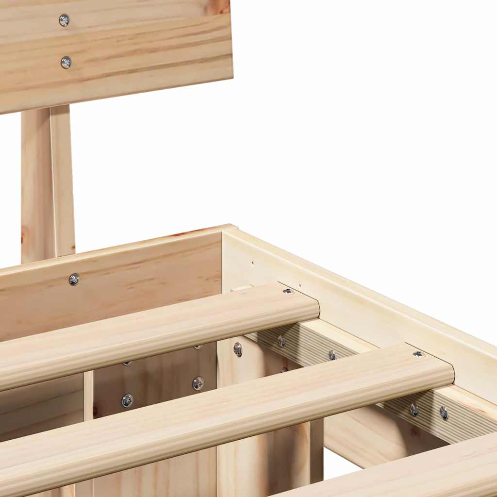 vidaXL Σκελετός Κρεβατιού Φυσικό 90 x 200 cm Στερεά ξυλεία πεύκου