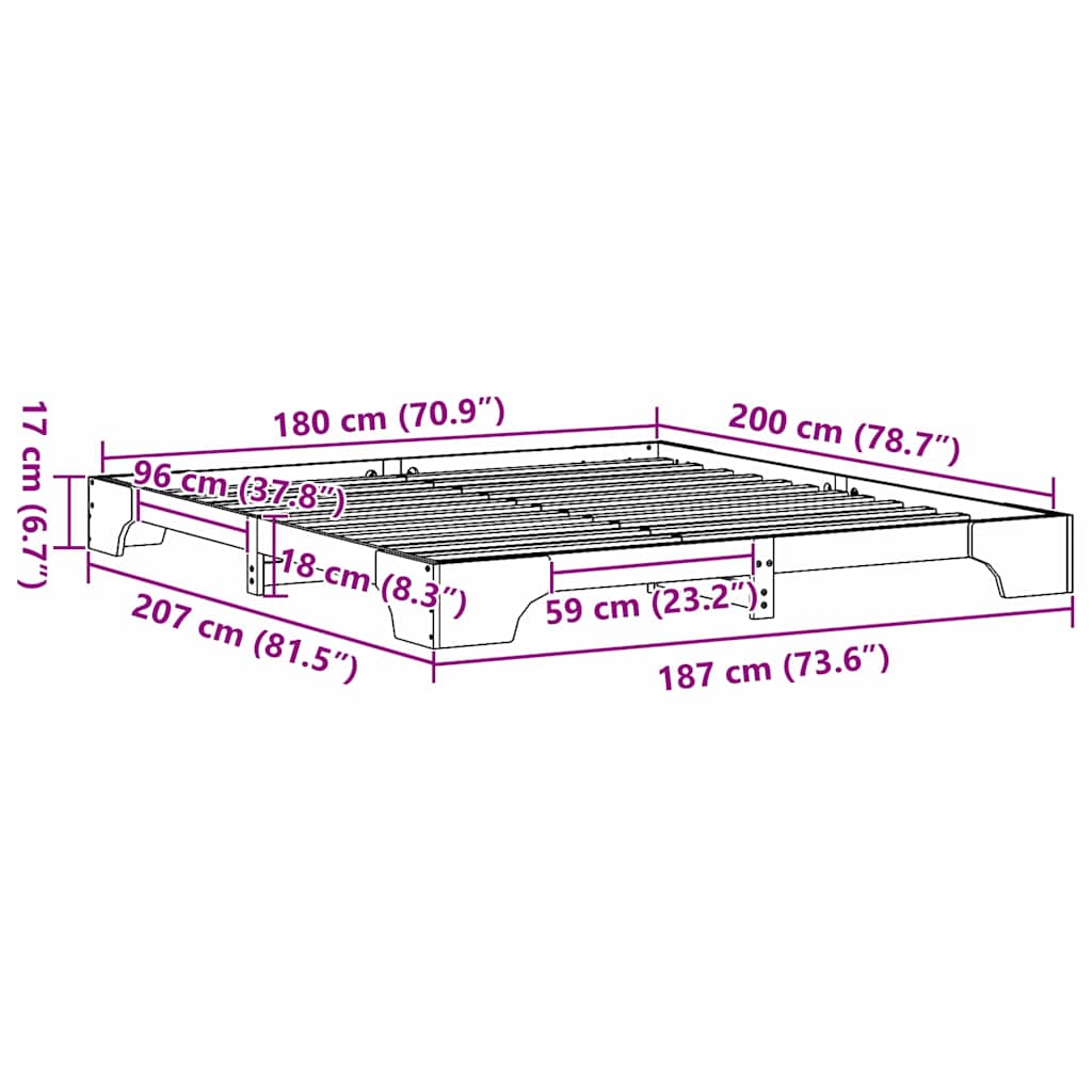 vidaXL Σκελετός Κρεβατιού Κερωτό καφέ 180 x 200 cm