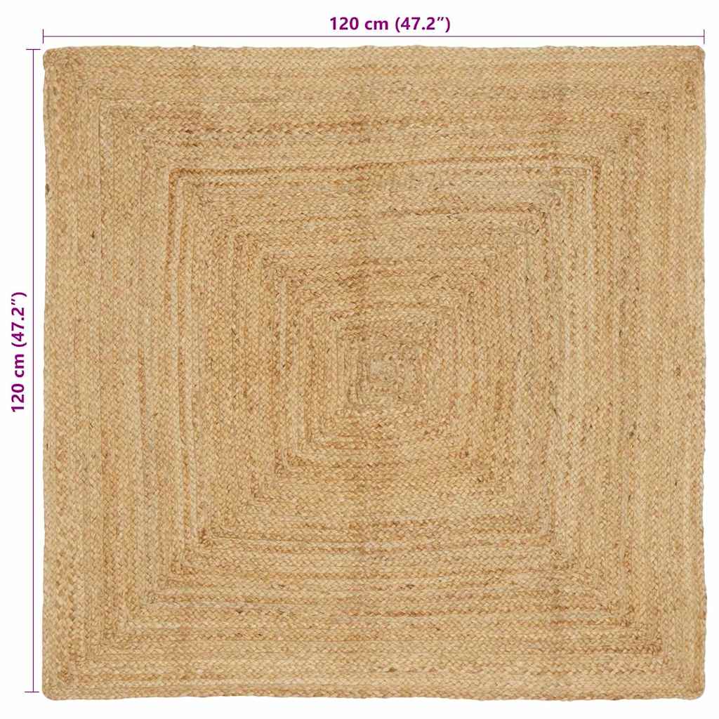 vidaXL Χαλιά χώρου Φυσικό 120 x 120 cm Γιούτα