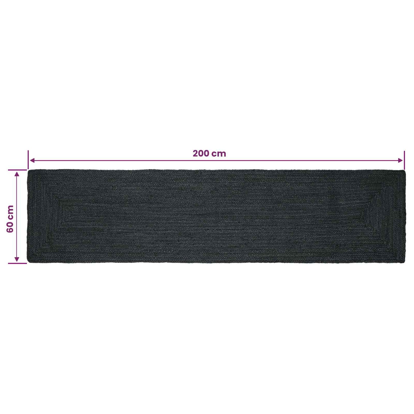 vidaXL Χαλιά χώρου Ορθογώνιος Σκούρο Γκρι 60 x 200 cm Γιούτα