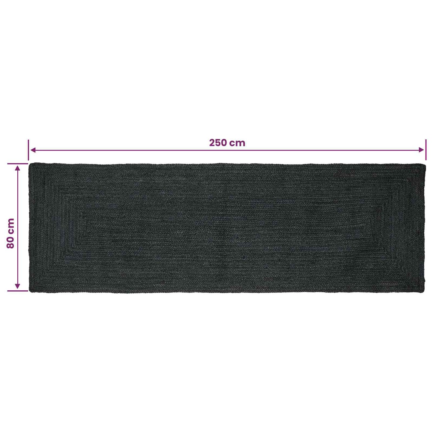 vidaXL Χαλιά χώρου Ορθογώνιος Σκούρο Γκρι 80 x 250 cm Γιούτα