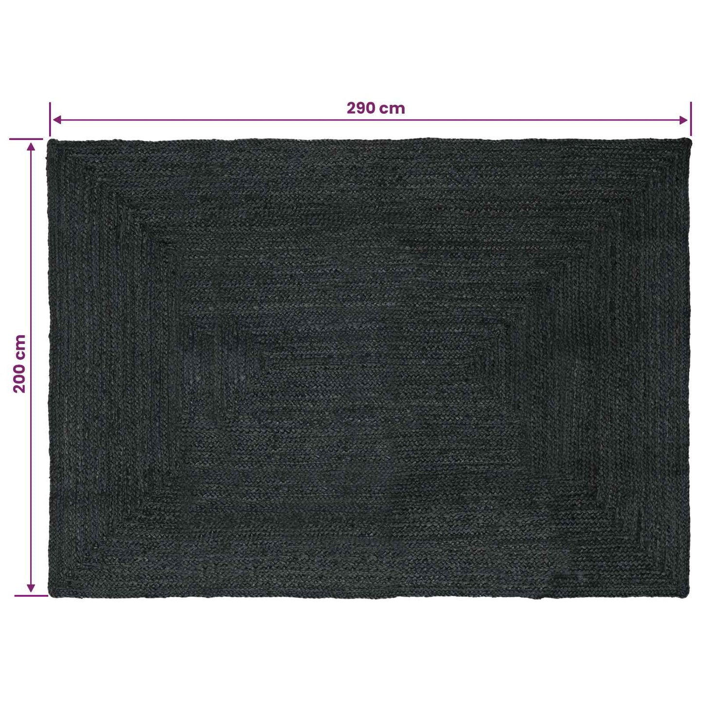 vidaXL Χαλιά χώρου Ορθογώνιος Σκούρο Γκρι 200 x 290 εκ. Γιούτα