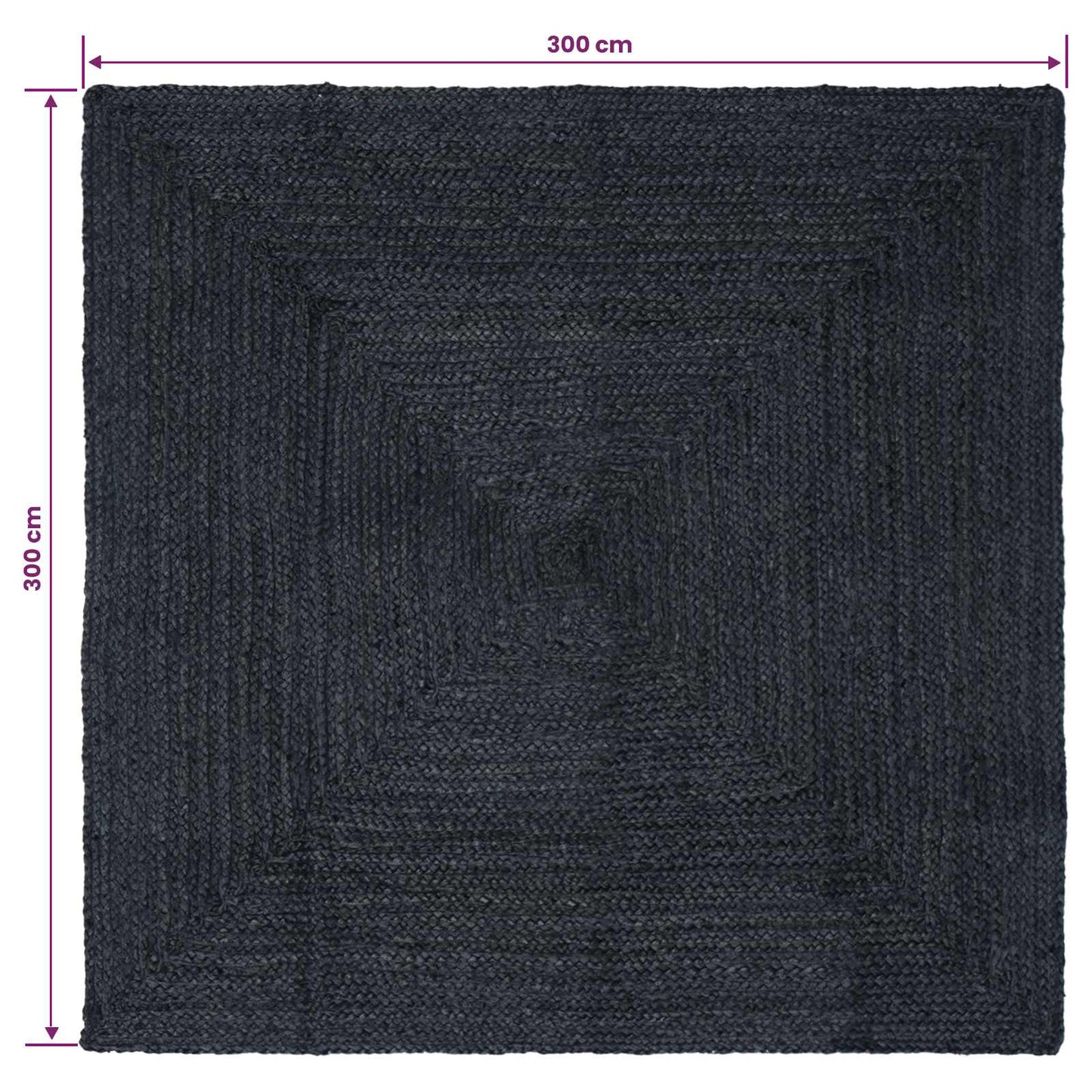 vidaXL Χαλιά χώρου Ορθογώνιος Σκούρο Γκρι 300 x 300 cm Γιούτα