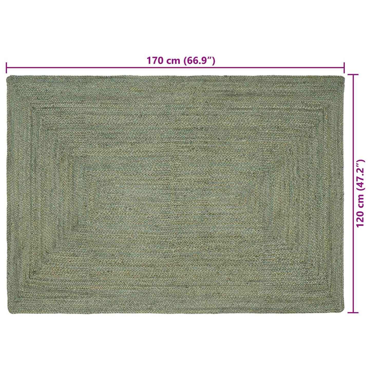 vidaXL Χαλιά χώρου Ορθογώνιος Λαδί 120 x 170 cm Γιούτα