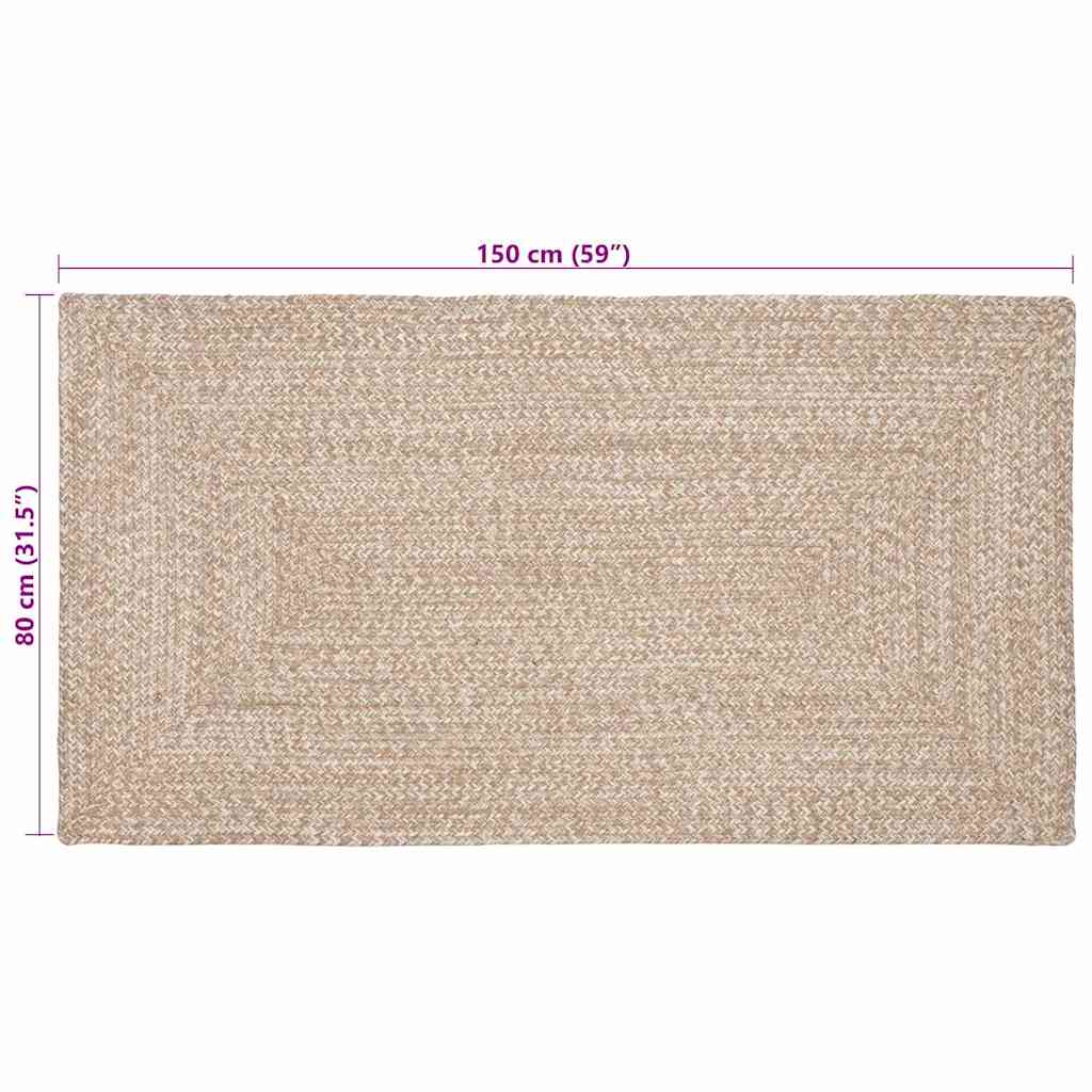 vidaXL Χαλί Φυσικό και λευκό 80 x 150 cm Γιούτα