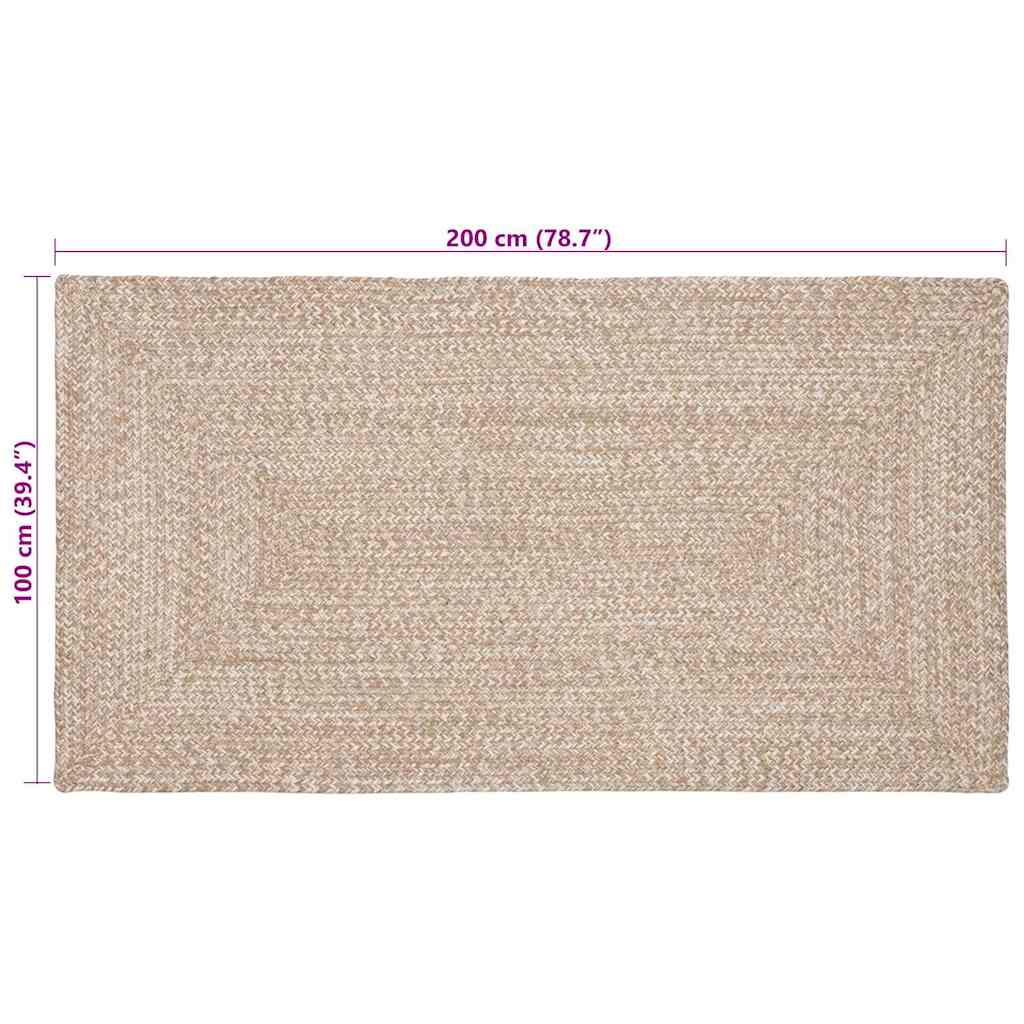 vidaXL Χαλιά χώρου Φυσικό και Λευκό 100 x 200 cm Γιούτα