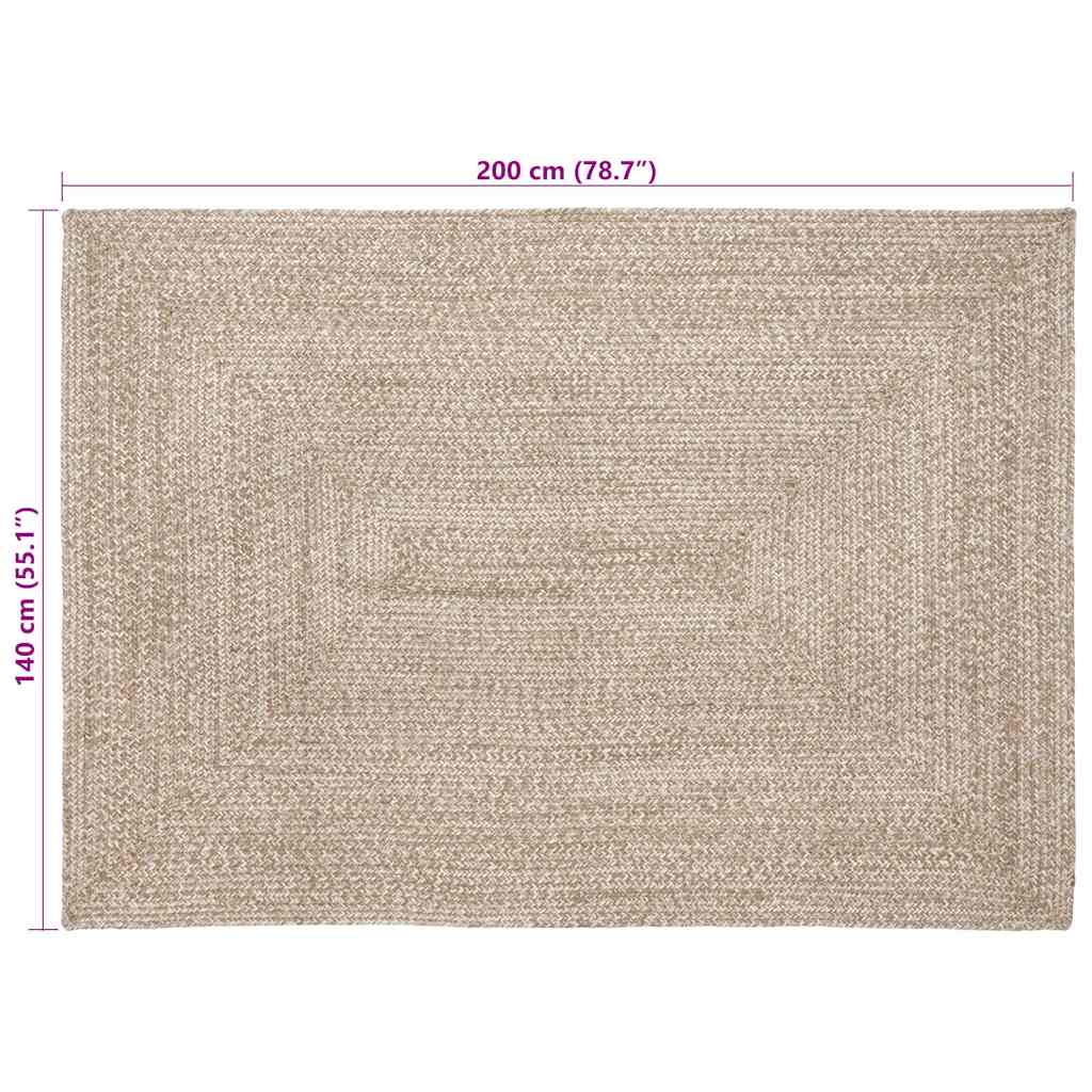 vidaXL Χαλιά χώρου Φυσικό και Λευκό 140 x 200 cm Γιούτα