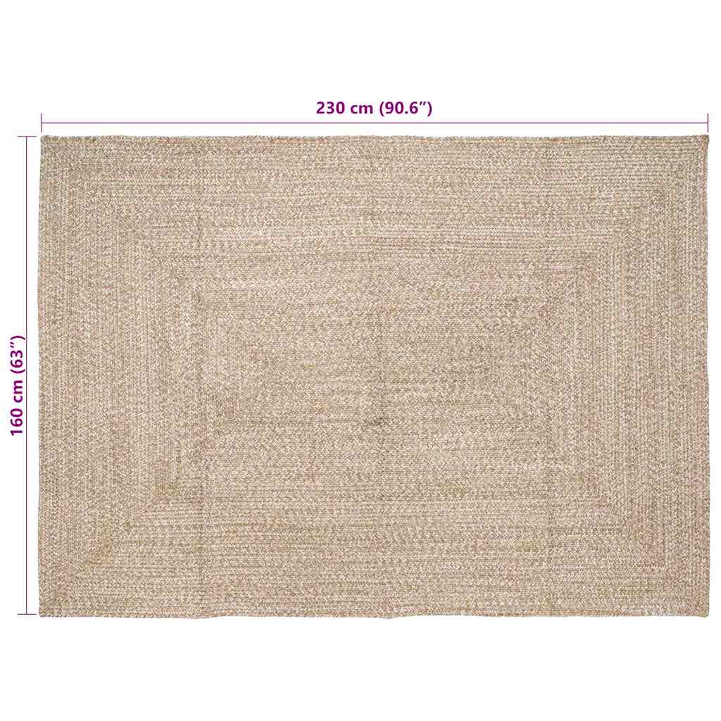 vidaXL Χαλιά χώρου Φυσικό και Λευκό 160 x 230 cm Γιούτα