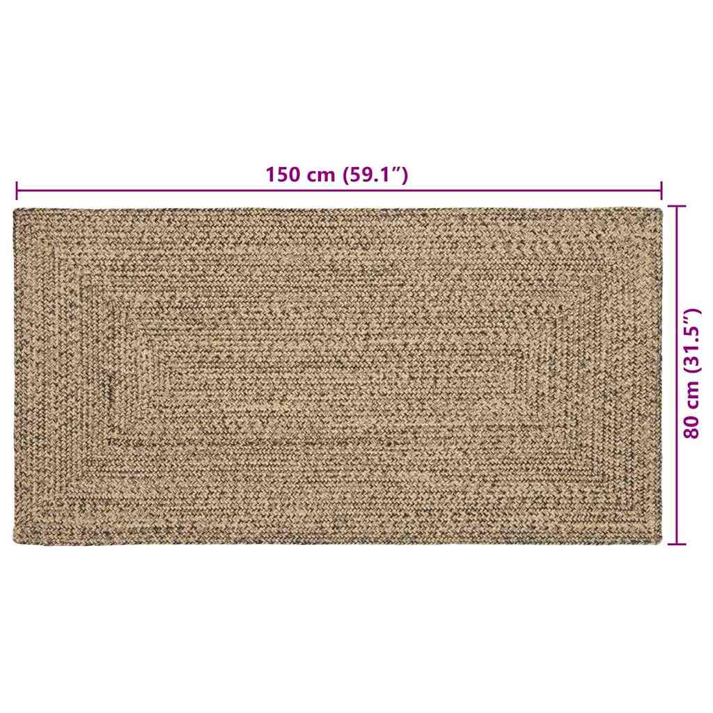vidaXL Χαλί Περιοχής Φυσικό και Μαύρο 80 x 150 cm Γιούτα